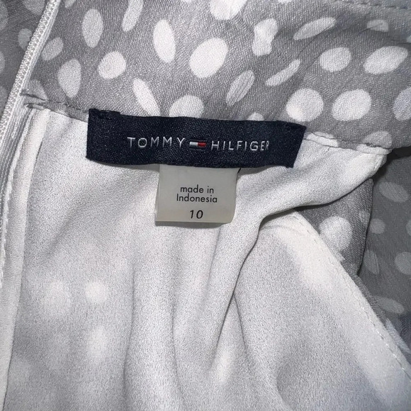 Tommy Hilfiger,10, grey white polkadot high neck sheer chiffon lined maxi dress - Picture 6 of 10